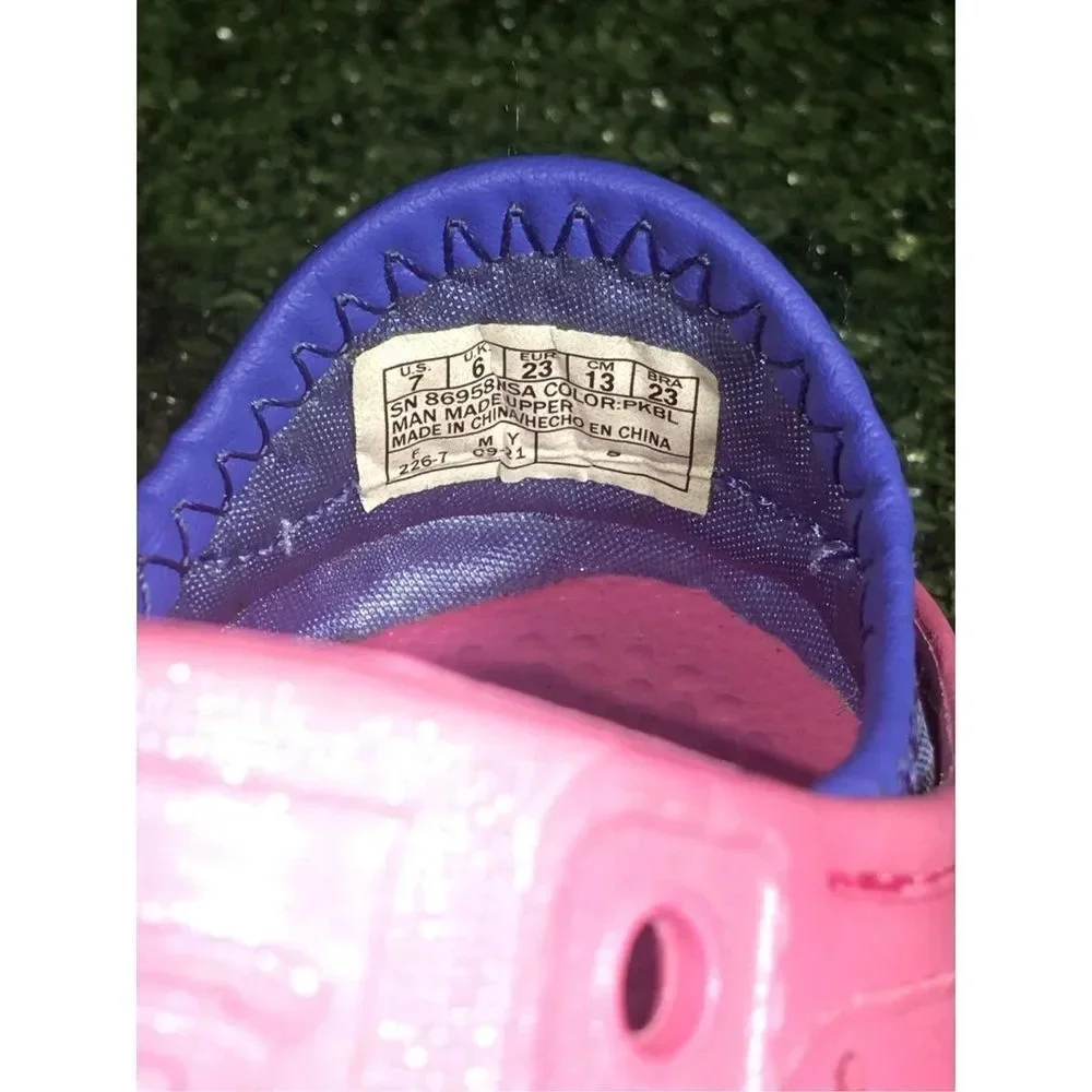 Kids Skechers sandals size 7c 86958 pink/white rubber cap toe shoes water